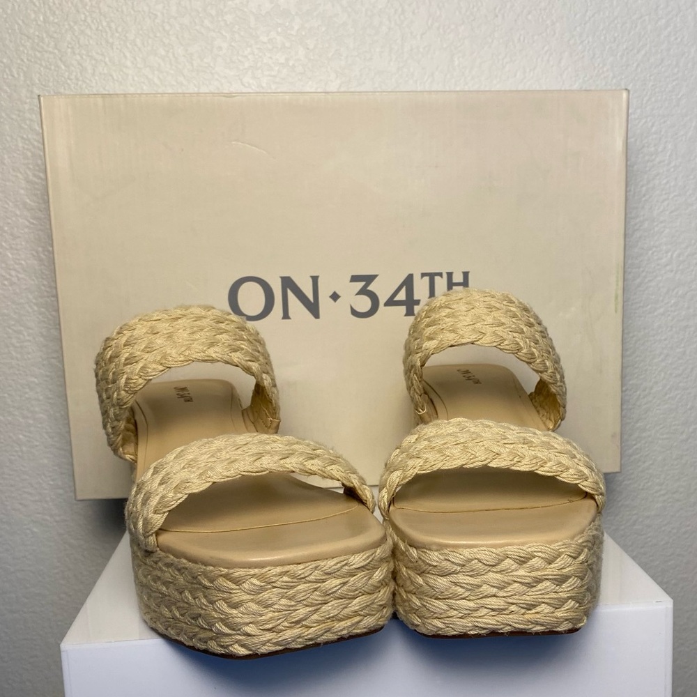 On 34th Norina Woven Wedge Sandals Cream Size 9.5 NWB